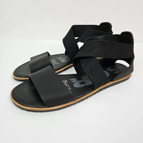 Sorel Ella Black Stretch Cross Ankle Strap Sandal 10.5 NL2893-010 - Picture 6 of 9